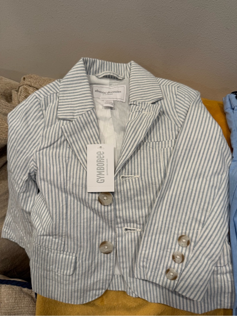 Gymboree boys Light Blue & White Striped Blazer and blue slacks Children’s Place
